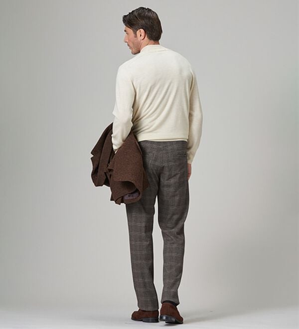 「＜コムルヴァン・オム＞チェック柄グッとラクパンツ（メンズフルレングスパンツ）」｜詳細画像