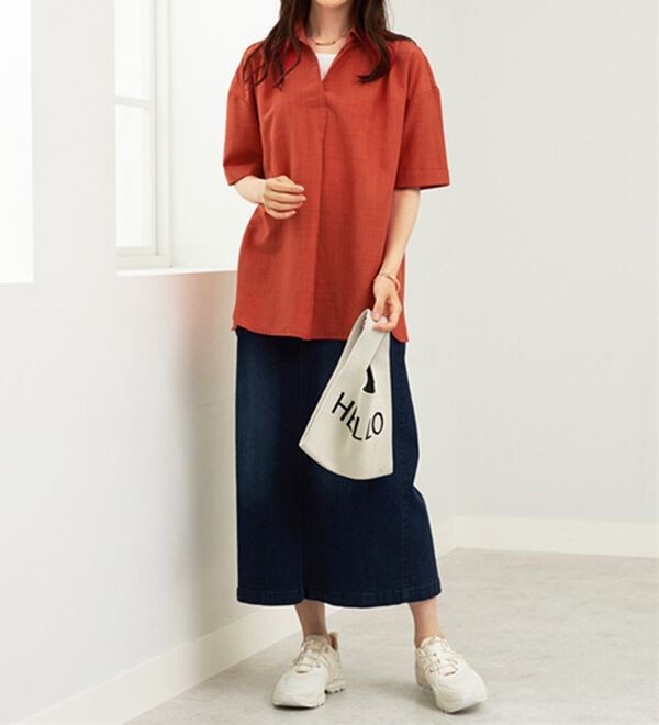 BELLUNA（ベルーナ）の「麻調素材スキッパーブラウス（ブラウス）」｜詳細画像