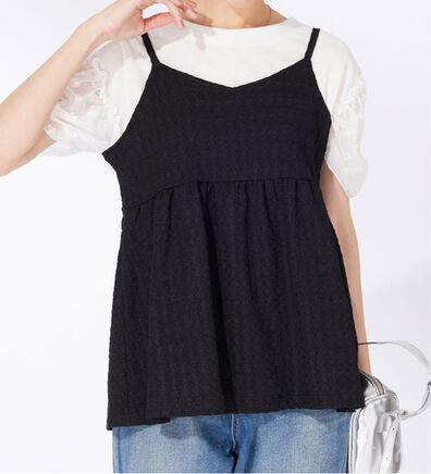 BELLUNA（ベルーナ）の「ジャカード素材バックリボンビスチェ（タンクトップ・キャミソール）」