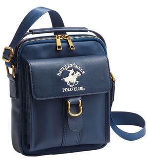 「＜ビバリーヒルズ・ポロクラブ＞縦型ショルダーバッグ（メンズショルダーバッグ）」｜ネイビー
