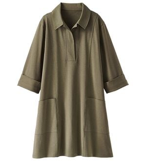 BELLUNA（ベルーナ）の「なめらかポンチ素材衿付きチュニック（チュニック）」｜カーキ