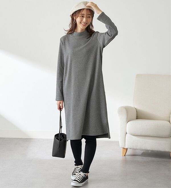 BELLUNA（ベルーナ）の「まるで着る毛布！静電防止付裏ファーお出かけワンピース（カットソーワンピース）」｜詳細画像