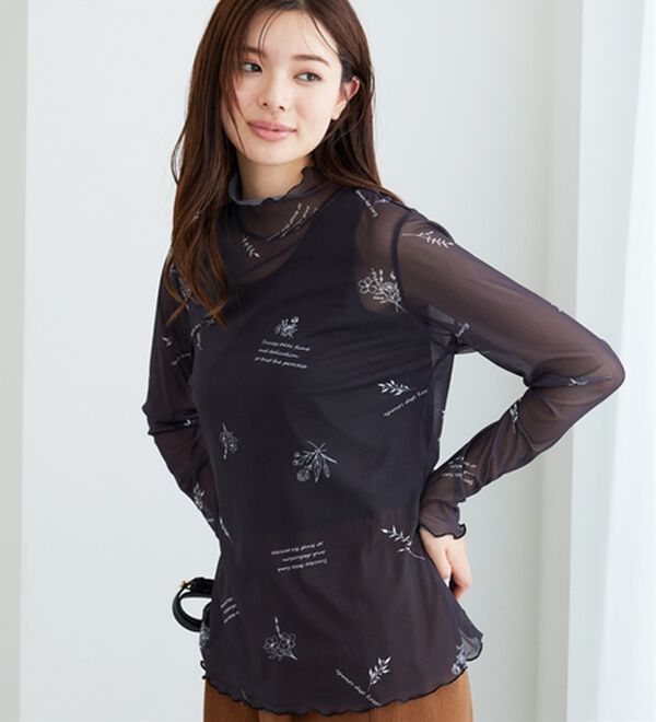 BELLUNA（ベルーナ）の「シアー素材ハイネックインナープルオーバー（カットソー）」｜詳細画像