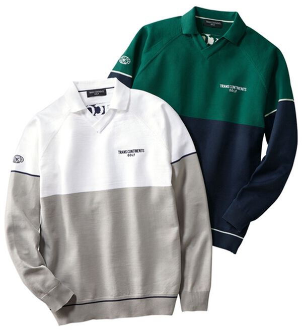 「＜トランスコンチネンツゴルフ＞軽量ドライタッチ衿付セーター（メンズニット・セーター）」｜詳細画像