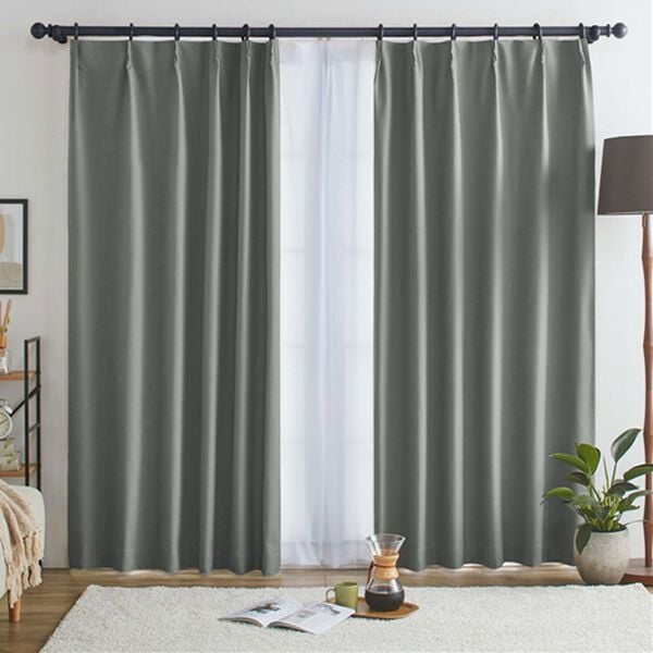 iellio（イエリオ）の「【８日間限定価格】１００％遮光＆防音＆断熱保温ＵＶ見えにくいレース付カーテンセット＜４枚組・遮光１級・無地・洗える・形状記（ドレープカーテン）」｜ダークグレー