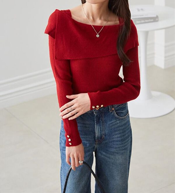 RANAN（ラナン）の「アシメオフショルリブニット（ニット・セーター）」｜詳細画像