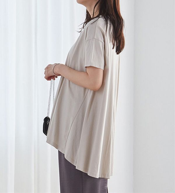 RANAN（ラナン）の「＜ＢＣ＞綿１００％ひんやりフレアーシルエットチュニック（カットソー）」｜詳細画像