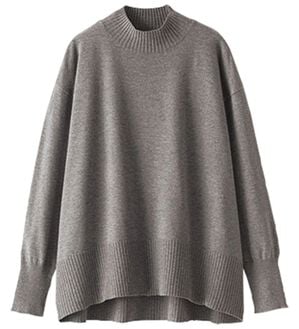 BELLUNA（ベルーナ）の「もちもちハイネックゆったりニットプルオーバー（ニット・セーター）」｜杢チャコール