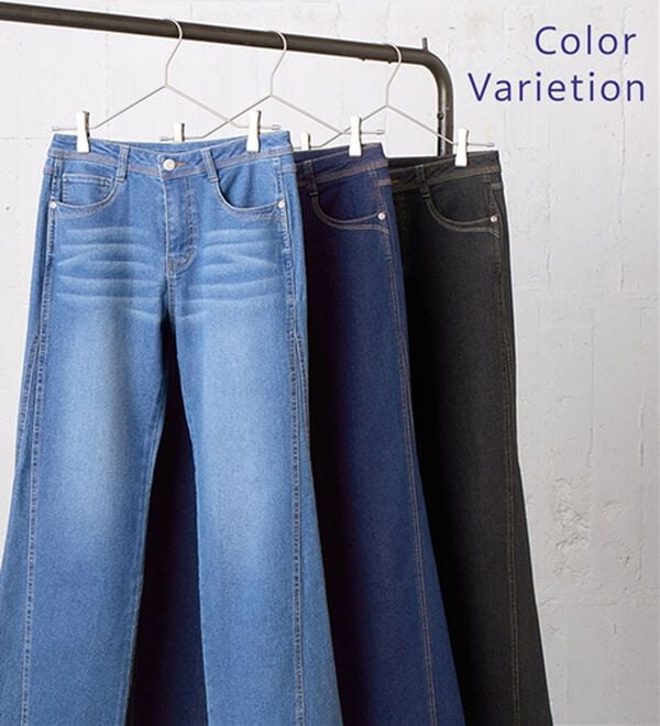 BELLUNA（ベルーナ）の「細見せ！セミフレアーデニムパンツ（フルレングスパンツ）」｜詳細画像