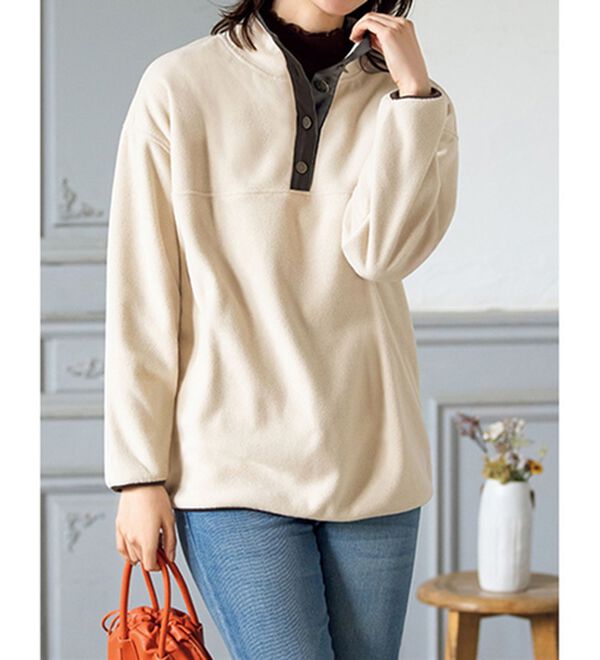 ボタン使いのフリースプルオーバー - ベルーナ【公式】