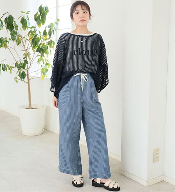 A HAPPY MARILYN（アハッピーマリリン）の「【Ｍ～８Ｌ】楽して叶う！イージーデニムワイドパンツ（ワイドパンツ・ガウチョ）」｜詳細画像