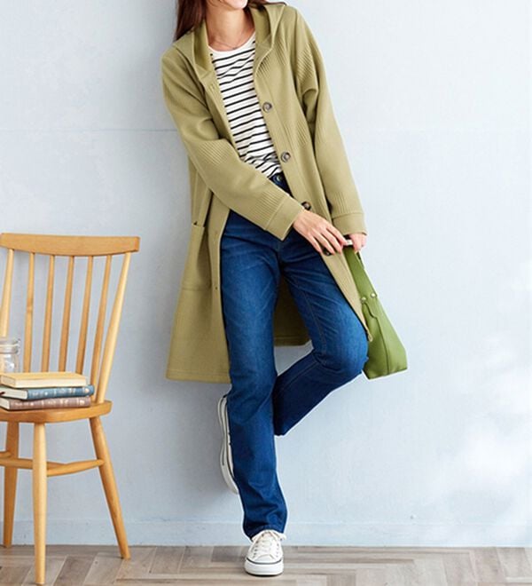 BELLUNA（ベルーナ）の「ボーダージャカード素材フードカーディガン（その他ジャケット）」｜詳細画像