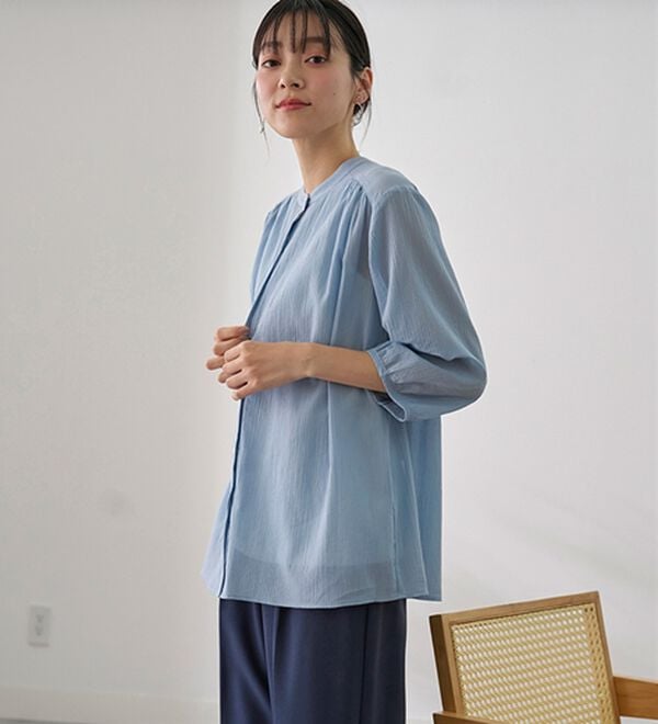 BELLUNA（ベルーナ）の「【タンクトップ付】綿シアーシャツブラウスセット（シャツ）」｜詳細画像