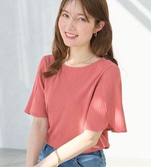 alotta（アロッタ）の「【4つの機能付】ひんやりチューリップ袖ブラウスTシャツ（カットソー）」｜コーラルピンク