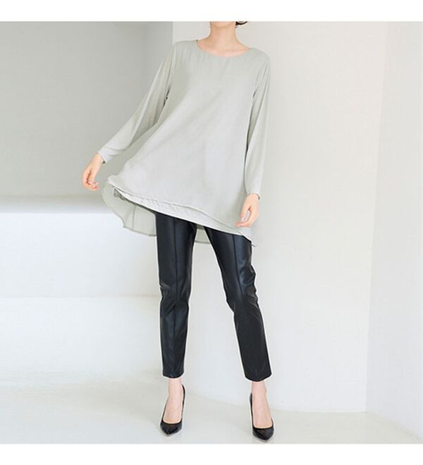 RANAN（ラナン）の「【裏微起毛】異素材切替チュニック（カットソー）」｜詳細画像