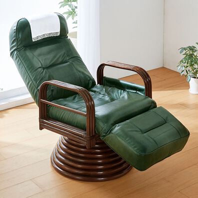 「ヘッドリクライニング付籐回転座椅子２（椅子・チェア・スツール）」