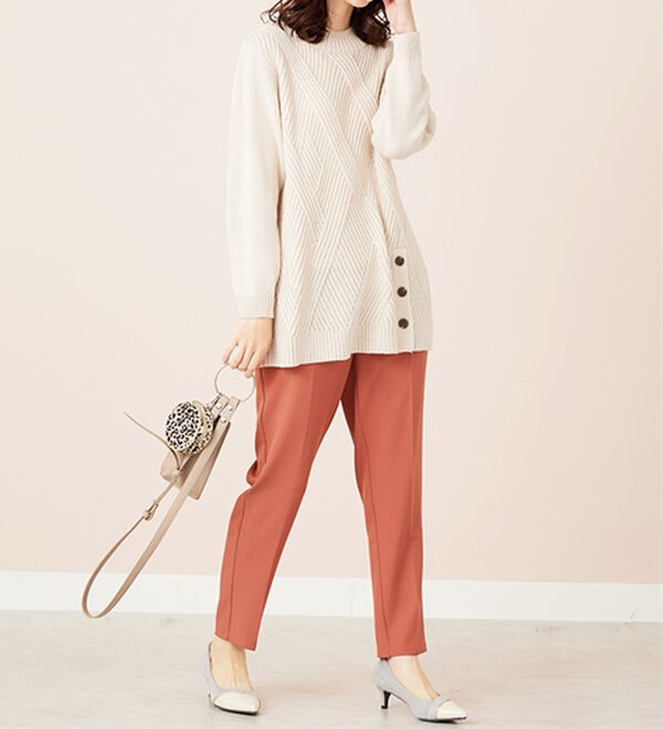 BELLUNA（ベルーナ）の「編地切替サイドボタンチュニック（チュニック）」｜詳細画像