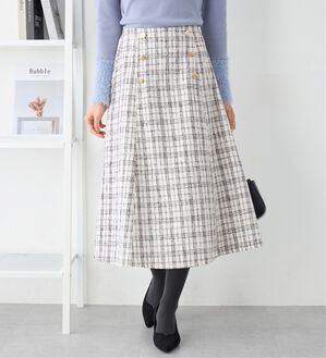 alotta（アロッタ）の「高見えツイードチェックフレアースカート（ロングスカート）」｜オフ