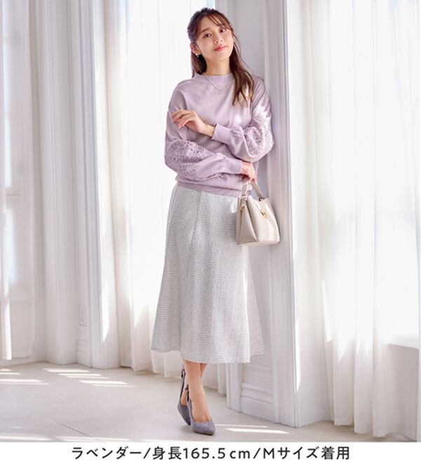 alotta（アロッタ）の「洗える！カシミヤタッチふんわり袖レーストップス（ニット・セーター）」｜詳細画像