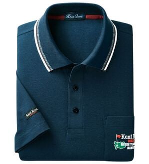 「ブランドデザイン５分袖ポロシャツ（メンズポロシャツ）」｜ネイビー