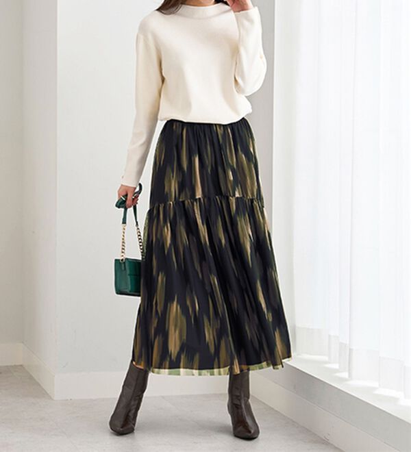 BELLUNA（ベルーナ）の「２倍の着こなし！チュールプリントスカート（ロングスカート）」｜詳細画像