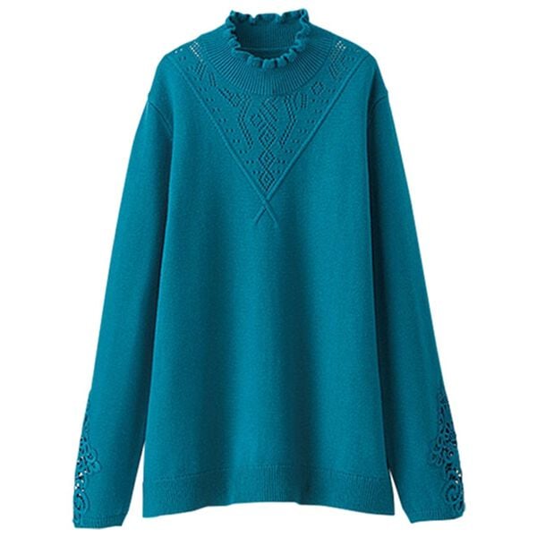 BELLUNA（ベルーナ）の「＜ＭＡＩＳＯＮ　Ｄ　ＡＺＵＲ＞ウール入り袖レースプルオーバー（ニット・セーター）」｜詳細画像