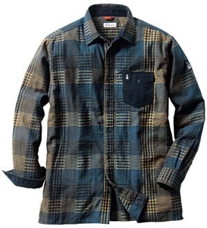 「＜ハッシュパピー＞コットン１００％パッチワーク風シャツ（メンズシャツ）」｜イエロー