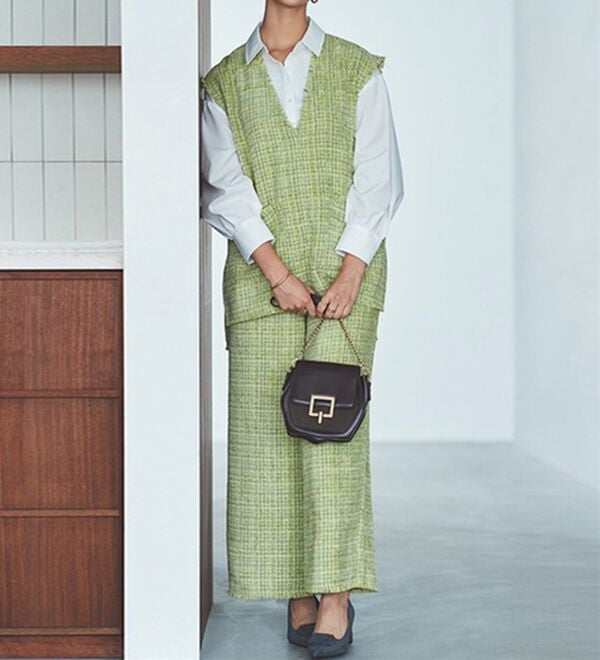 RANAN（ラナン）の「深Ｖツイードベスト（チュニック）」｜詳細画像