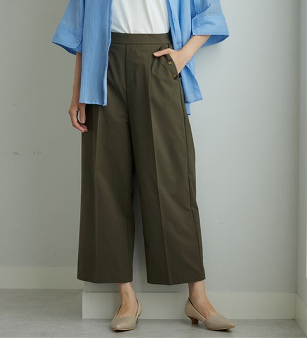 BELLUNA（ベルーナ）の「【ヨコストレッチ・紫外線カット・選べる2丈】サラもちライト快適ワイドパンツ（ワイドパンツ・ガウチョ）」｜詳細画像