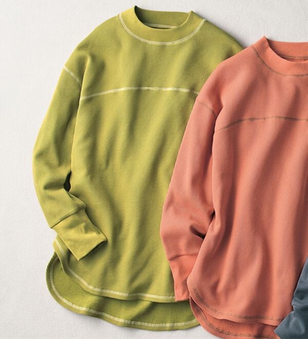 BELLUNA（ベルーナ）の「裏起毛ワッフル素材チュニック（チュニック）」｜ライム