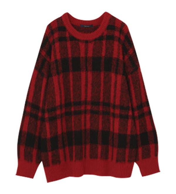 RANAN（ラナン）の「チェック柄ふんわり起毛ニット（チュニック）」｜詳細画像