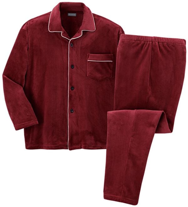 「しっとりストレッチベロアパジャマ（メンズルームウェア）」｜ワイン