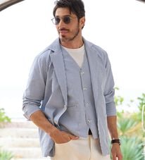 「さらっと快適！麻入りシアサッカーアンサンブル（メンズジャケット）」