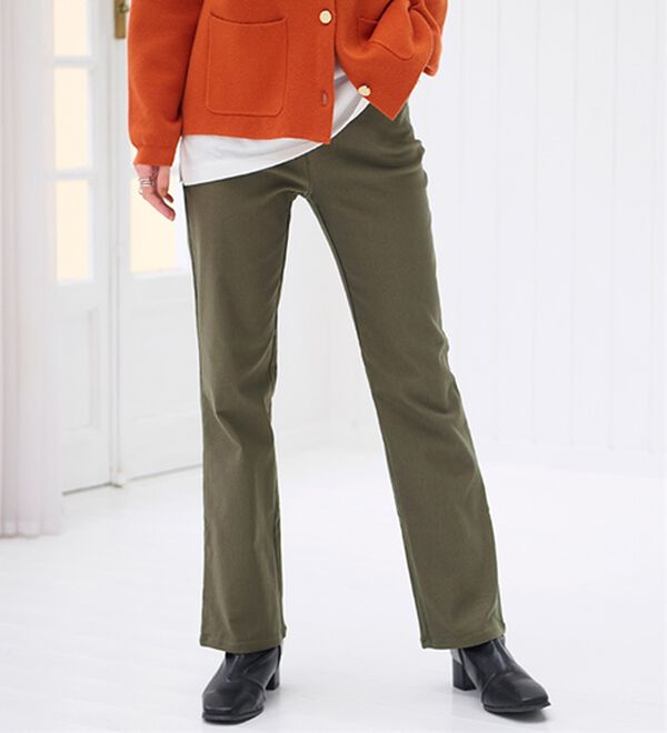 BELLUNA（ベルーナ）の「【選べる裏起毛】静電気防止！ブーツカットヘリンボーンパンツ（フルレングスパンツ）」｜詳細画像