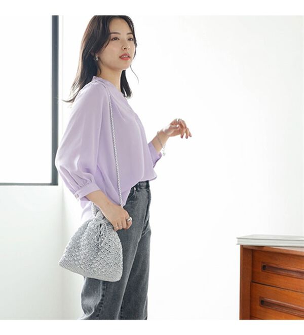 GeeRA（ジーラ）の「シルエットきれい！上品7分袖デザインブラウス（ブラウス）」｜詳細画像