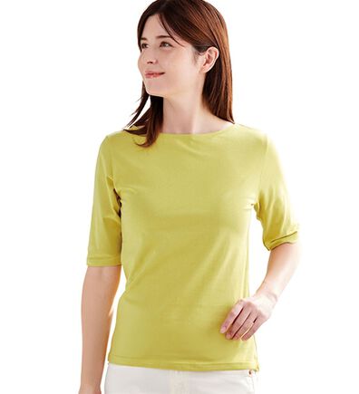 「ボートネック５分袖Ｔシャツ（Tシャツ）」