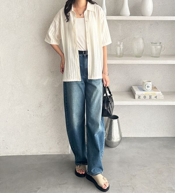 GeeRA（ジーラ）の「透かし編カットソーポロ衿シャツ（シャツ）」｜詳細画像