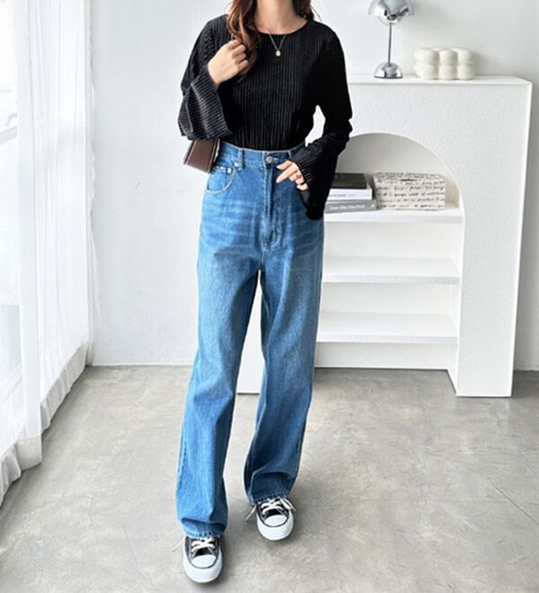 GeeRA（ジーラ）の「ストライプベロアフレアースリーブカットソー（カットソー）」｜詳細画像