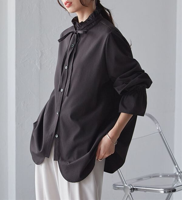 RANAN（ラナン）の「プチフリルリボン付きブラウス（ブラウス）」｜詳細画像