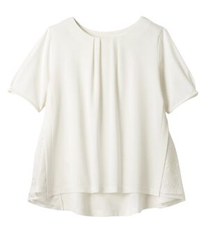 alotta（アロッタ）の「【４つの機能付】サイドレース切替タックブラウス（ブラウス）」｜オフホワイト