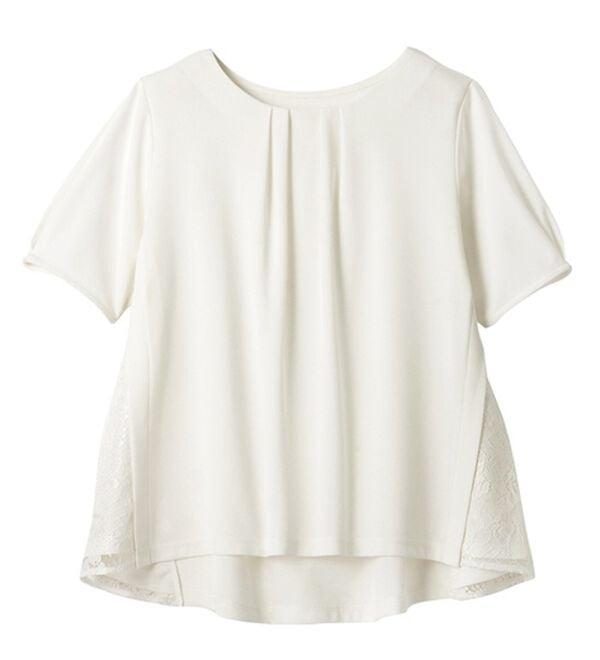 alotta（アロッタ）の「【４つの機能付】サイドレース切替タックブラウス（ブラウス）」｜オフホワイト