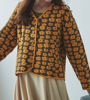 RANAN（ラナン）の「レトロフラワージャカードカーディガン（ニットカーディガン）」｜詳細画像