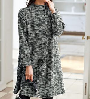 BELLUNA（ベルーナ）の「杢調カットソー素材多ボタン使いチュニック（チュニック）」｜詳細画像