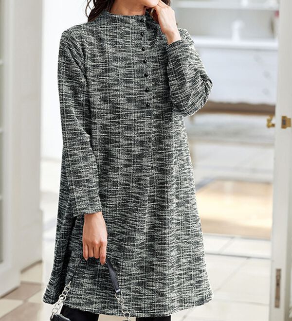 BELLUNA（ベルーナ）の「杢調カットソー素材多ボタン使いチュニック（チュニック）」｜詳細画像