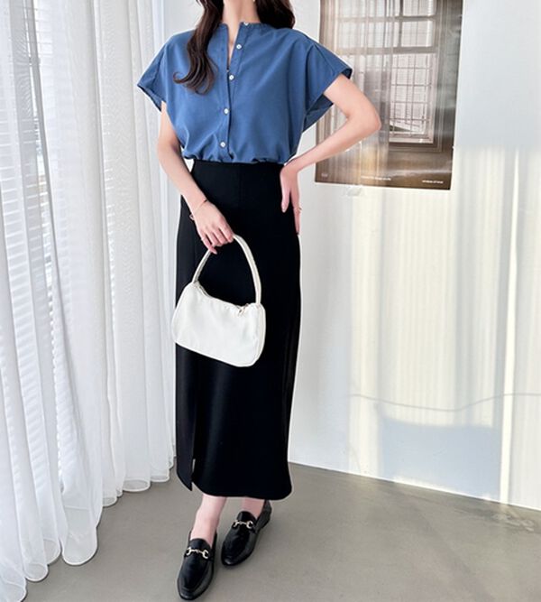 GeeRA（ジーラ）の「綿タッチフレンチスリーブブラウス（ブラウス）」｜詳細画像