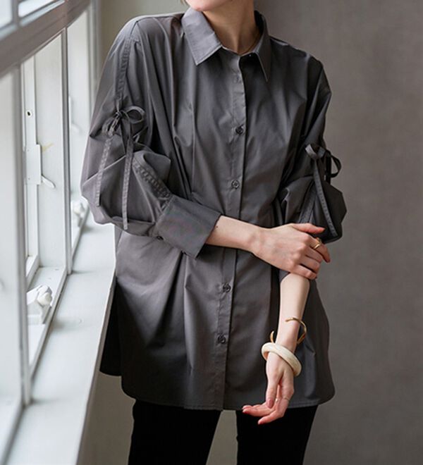 RANAN（ラナン）の「ウエストタック袖リボンシャツ（シャツ）」｜詳細画像