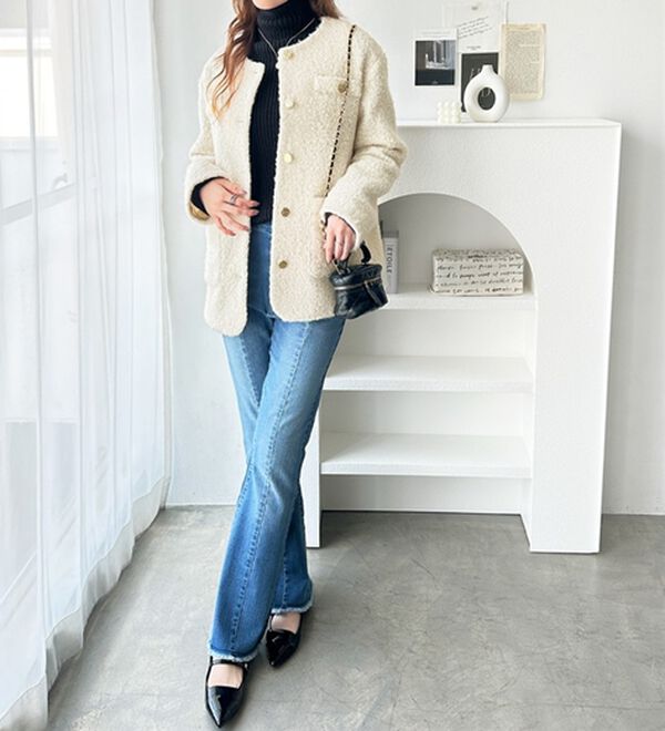 リングウールライク金ボタンジャケットコート - ベルーナ【公式】