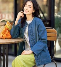 ルフラン（ルフラン）の「ギャザー使いデニムコート（ハーフコート）」