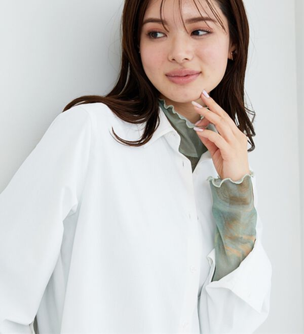 BELLUNA（ベルーナ）の「シアー素材ハイネックインナープルオーバー（カットソー）」｜詳細画像