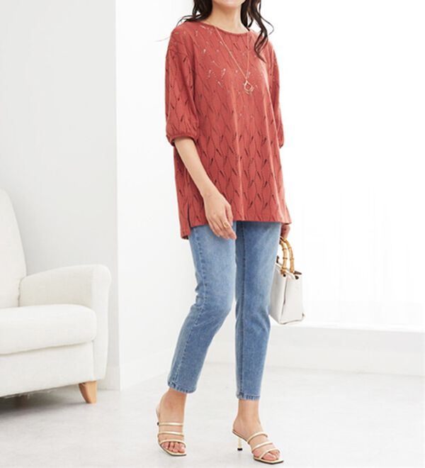 BELLUNA（ベルーナ）の「ストレッチレース素材ふんわり袖チュニック（チュニック）」｜詳細画像